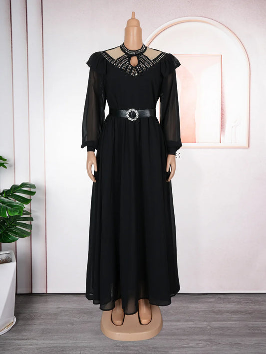 Amay Plus Size Evening Dresses for Women Luxury Diamonds Wedding Party Gown Ankara Dashiki Clothing Turkey Kaftan Robe