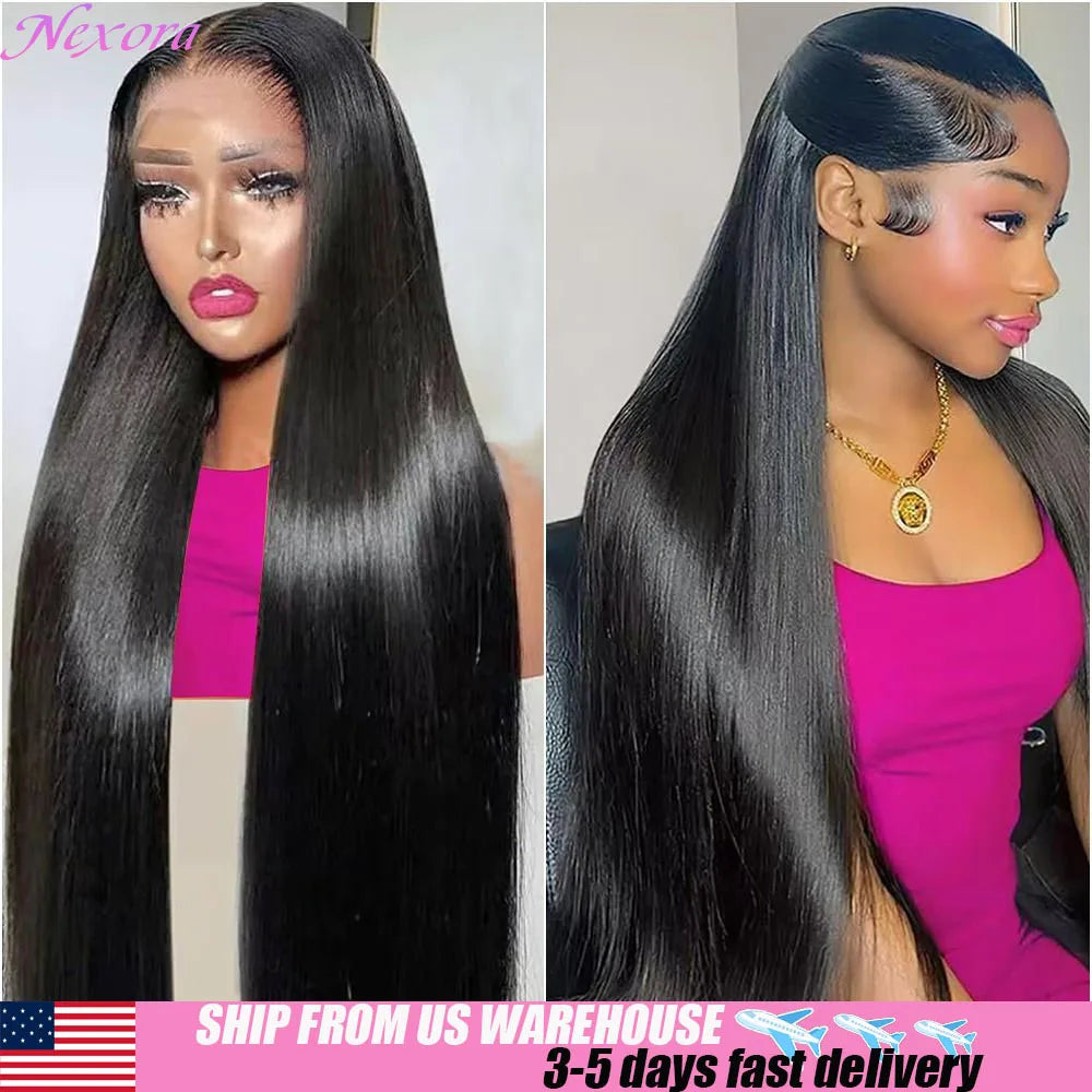 Maxy Nexora Black Wig 1b 13x4 40 Inch Bone Straight Human Hair Wigs High Density Hd Lace Wigs Baby Hair Clearance Sale Items