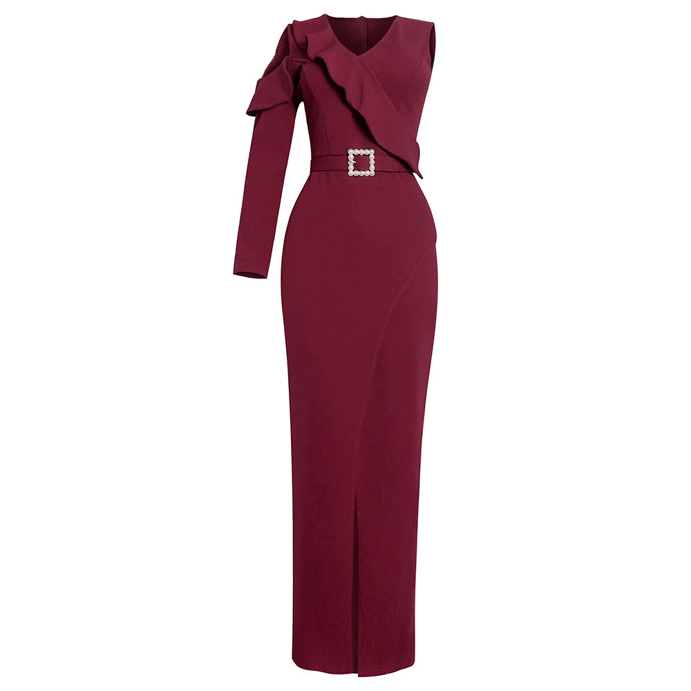 Maxy Elegant Dresses for Women Sleeveless V-Neck Bodycon Wedding Party Dress Fashion Sexy Long Maxy Plus Size Turkey Outfits