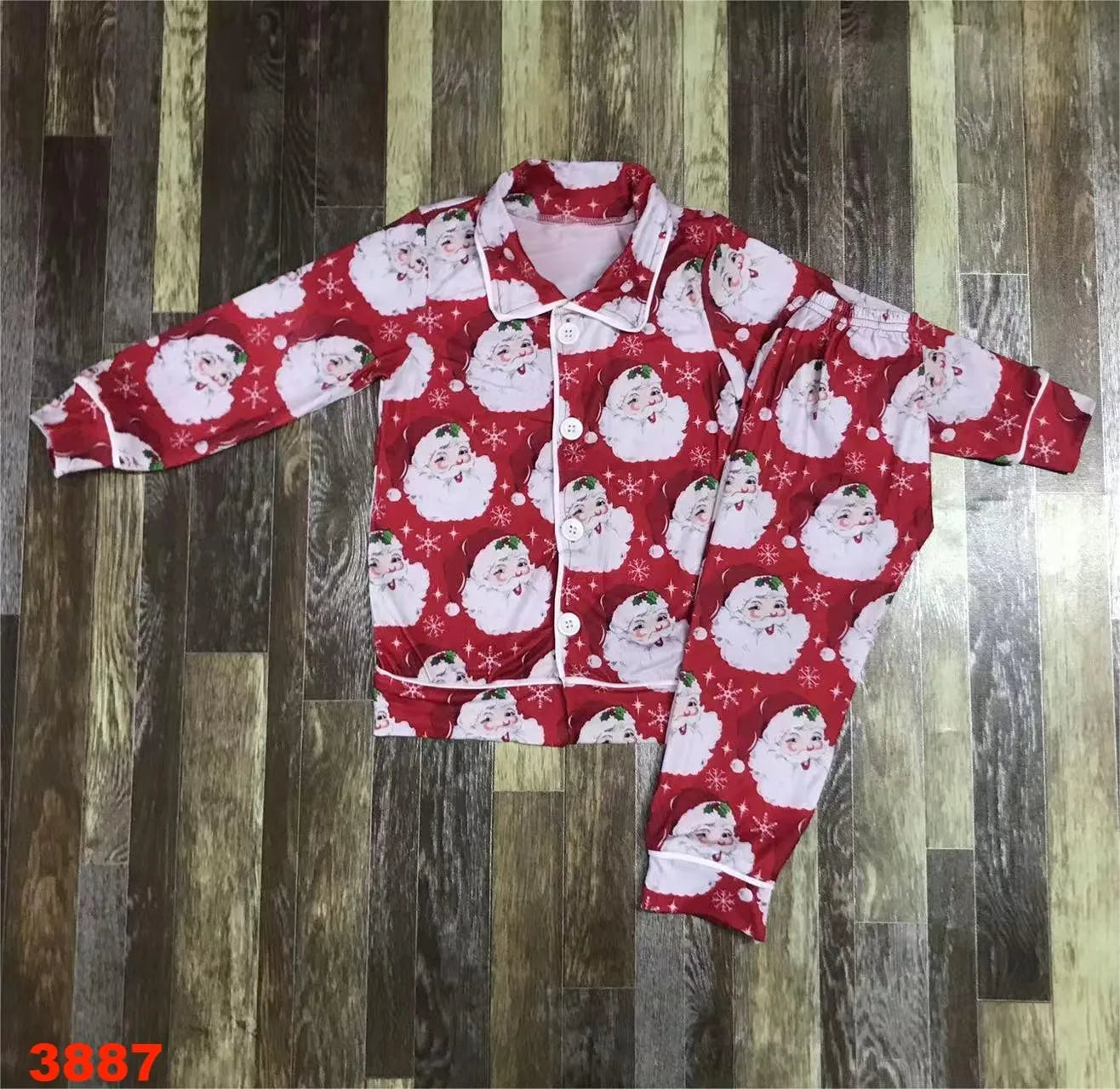 Maxy Red Fall Christmas Children's Pajamas set Santa baby autumn long cotton long-sleeved top + long pants pajamas set