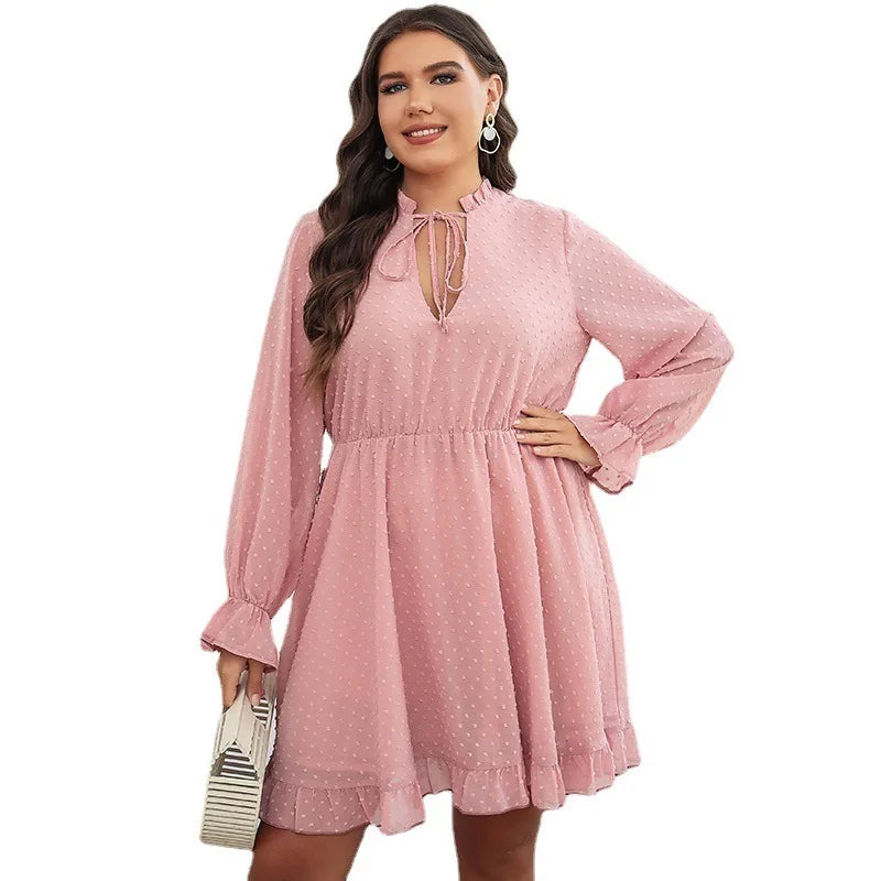Maxy Women's New Oversized Short Sleeved V-neck Fashionable Slim Ruffled Waist Pink Short Dress Party Summer Elegantes Casual Y2k