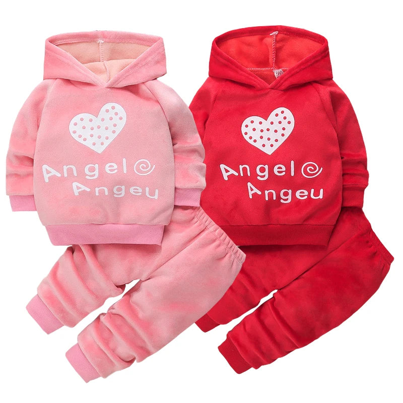 Toddler Baby Girls Autumn Winter Clothes Sets Children Fashion Letter Hooded Tops + Pants 2Pcs Outfits Infant Kids Tracksuit