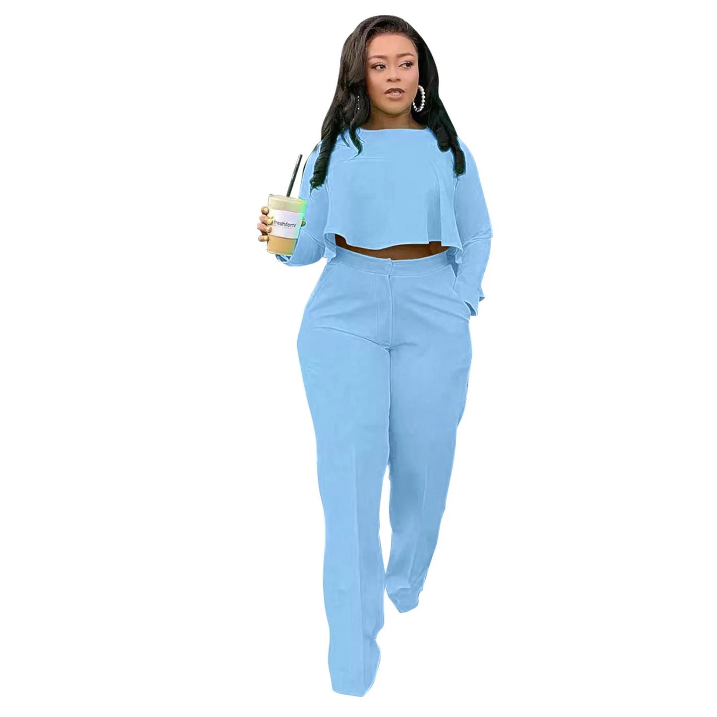 Maxy D8454 Two Piece Women Tracksuit Set Dashiki African Spring Summer Spring Long Sleeve Top and Pants Set Party Suit Matching Sets