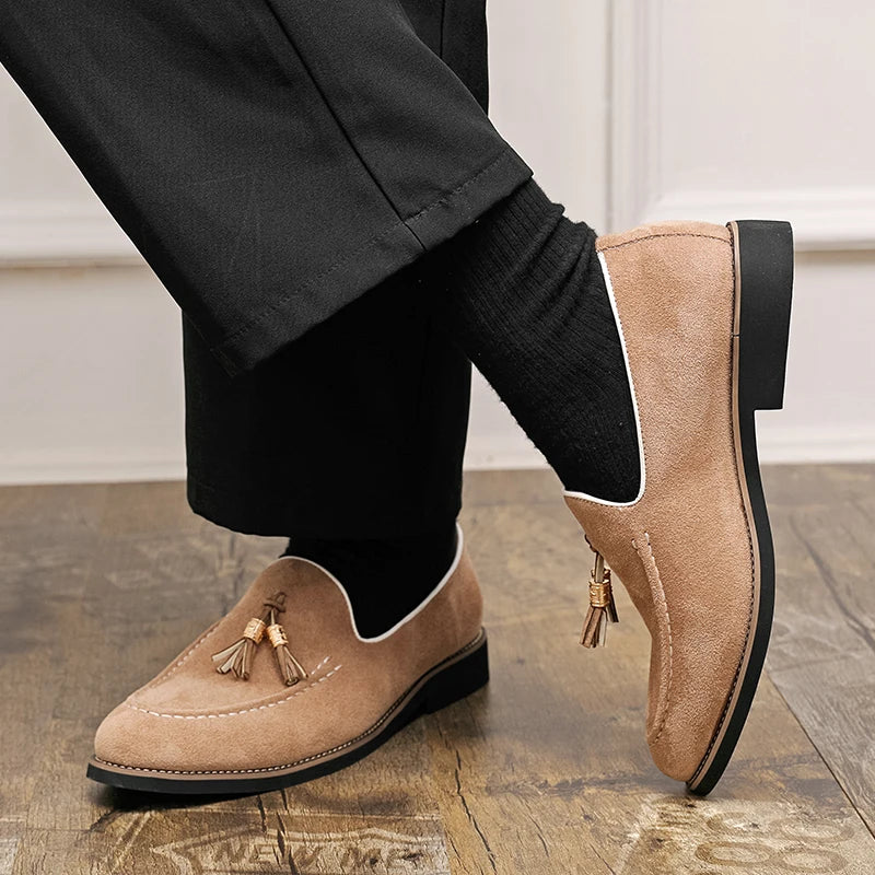 Visco Four Seasons Businessmen Fringed Shoes Men One-foot Casual Comfortable Breathable High-quality Loafers Social Shoes Sizes 38-47
