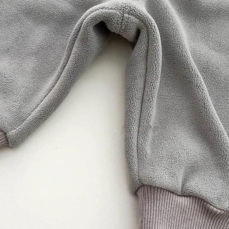 Maxy Children's Warm Fleece Suit Tracksuit Set for Boy Girl Baby Clothes Fall Winter Insulated Sweatshirt Pants Sportwear