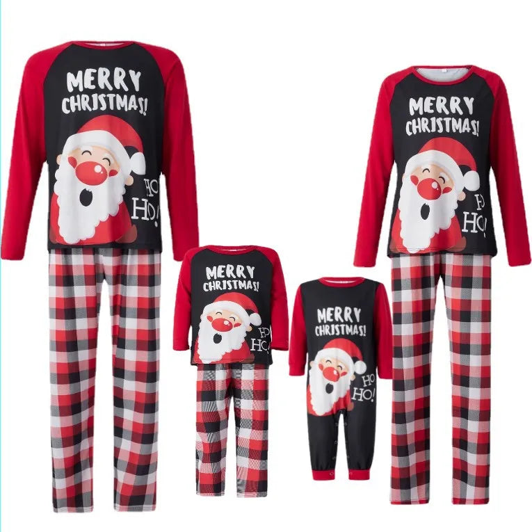 Christmas family matching pajamas set 2022 Xmas new Santa Claus alphabet print stitching pajamas adult children baby family wear