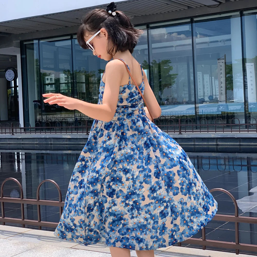 Maxy Vacation Look Mother and Daughter Floral Dress Mom and Baby Girls Resort Dresses Holiday Beach Momy and Me Clothing Women Robe