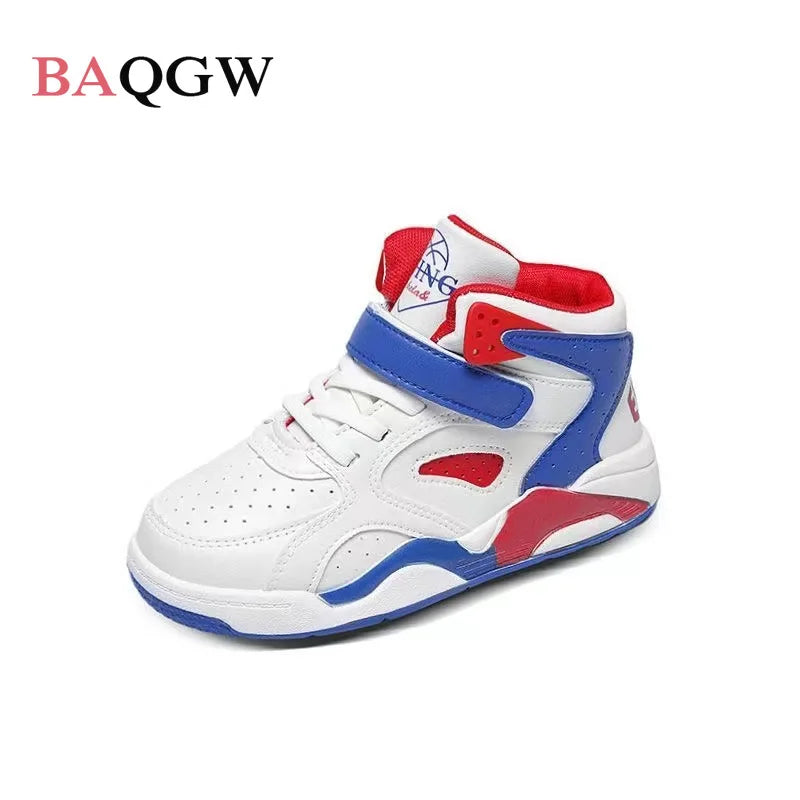 Babs Size 21-36 Children Basketball Shoes Girls Boys Hig-top Breathable Sport Shoe Kids Soft Bottom Running Sneakers Baby Toddlers