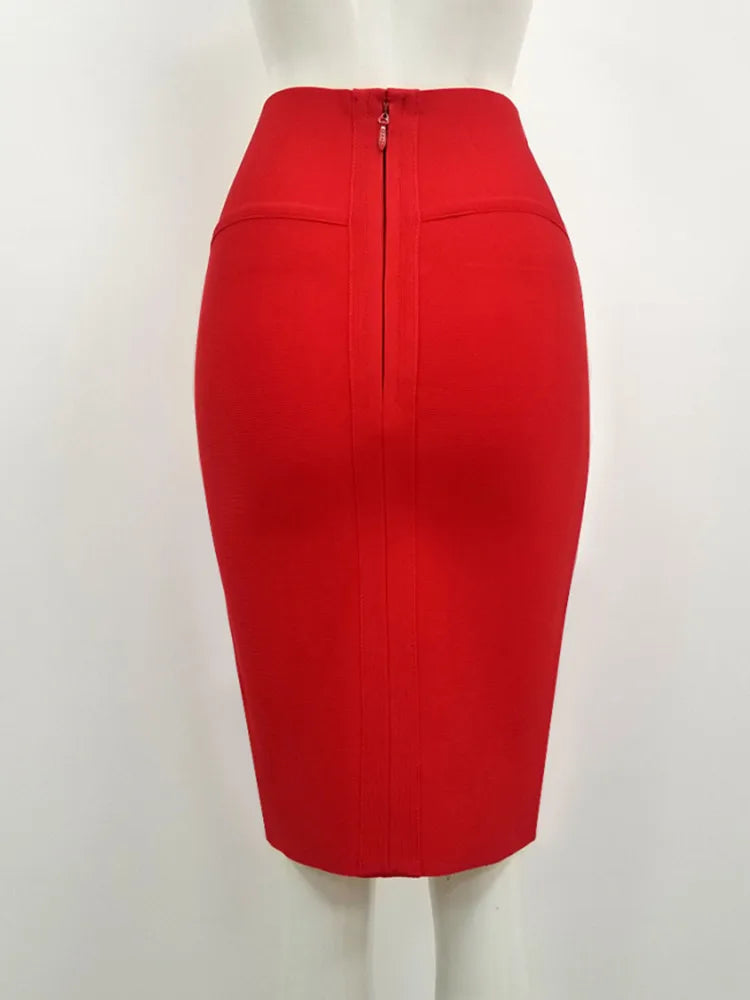 Maxy New Arrival Women Black Red White Bodycon Bandage Skirt Ladies Designer High Waist Sequined Night Club Party Club Pencil Skirt