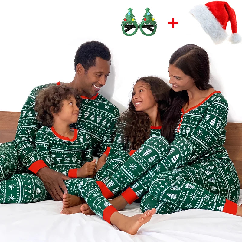 Maxy 2024 New Year Cotton Retro Printed Christmas Pajama Sets for the Whole Family Matching Pajamas Home Clothes Xmas Loungewear Pjs