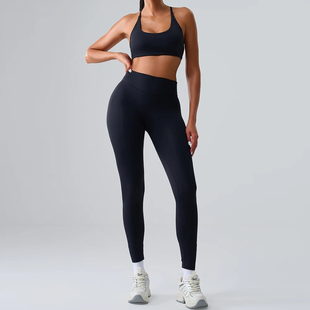 Maxy Yoga Sets 2 Pieces Women's Tracksuit Fitness Suit Sportswear Workout Set Sports Bra High Waist Leggings Gym Clothing Sports Suit