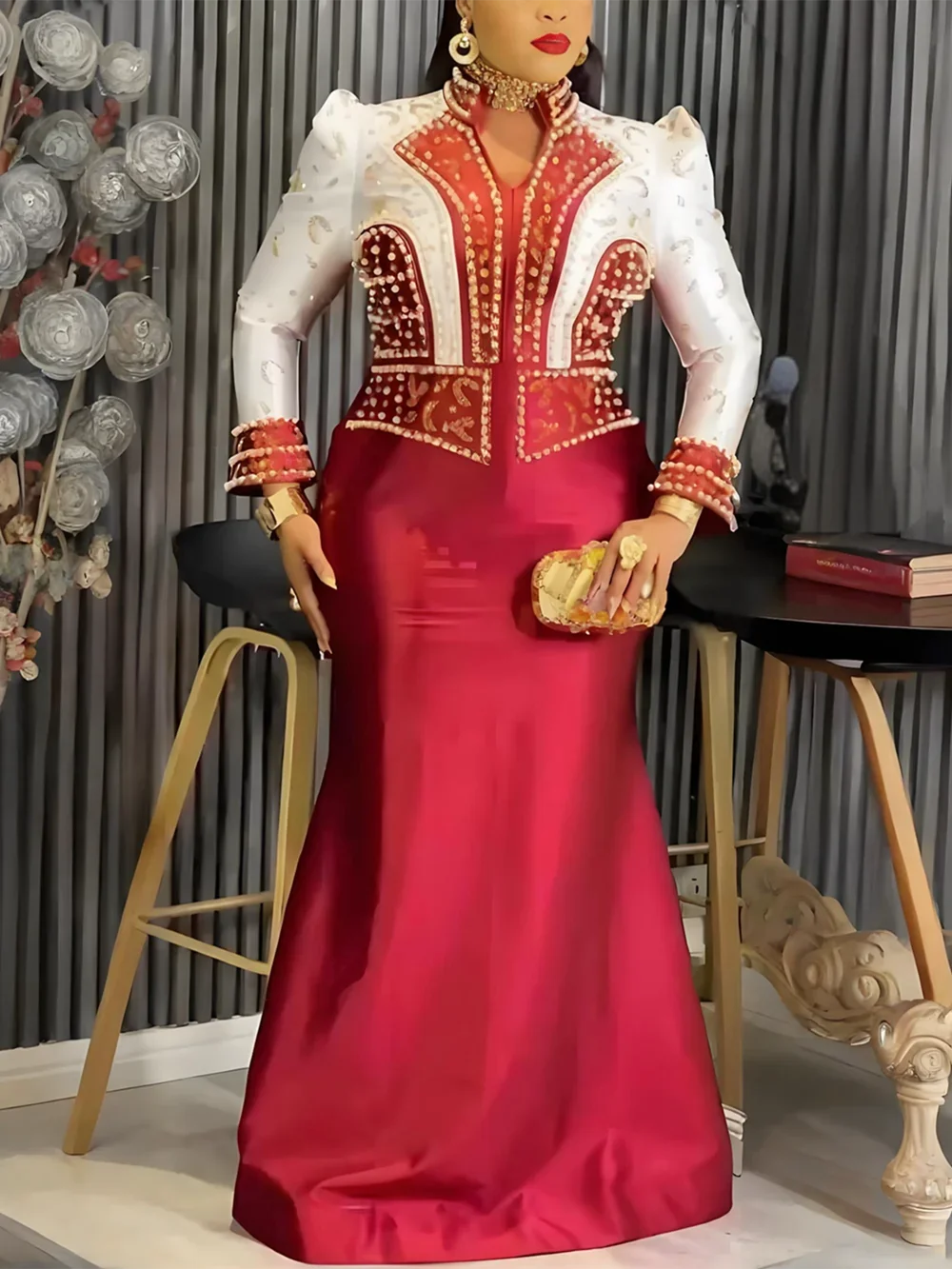 Maxy Plus Size Evening Dresses for Women African Luxury Gown Elegant Muslim Wedding Party Long Dress Ankara Ladies Clothing Outfits