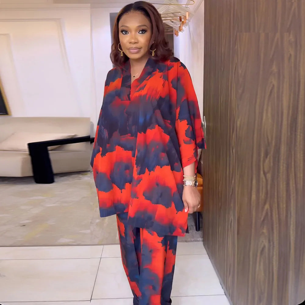 Maxy Plus Size 2 Piece Matching Sets Women Outfits African Clothes for Women Ankara Tracksuits Set Dashiki Spring New Clothing