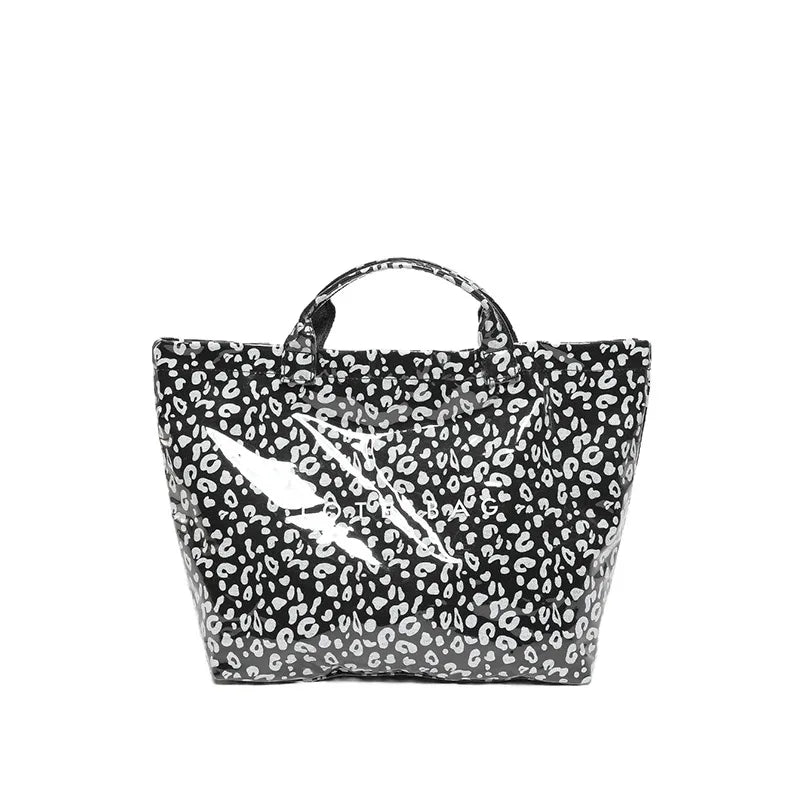 Maxy New Leopard Print Handbag, Fashion Large Capacity PVC Tote Bag,Women's Casual Shopping Letter Print Top Handle Hand Bag