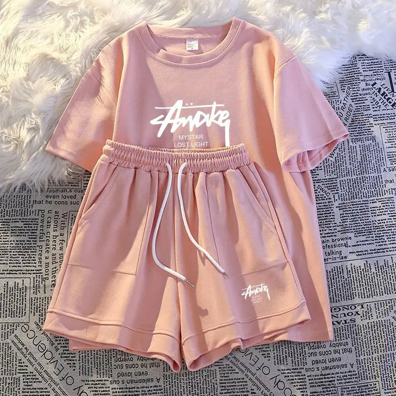 Maxy New Women's Plus-size Set Adult Short-sleeve and Shorts Two-piece Set Children's Loose Casual Set Women's T-shirt and Shorts Set