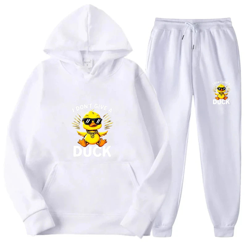 Maxy Hoodie Set White Butterfly Inspire Print Sweatshirt & Pants Tracksuit for Women Gym Yoga Casual Wear