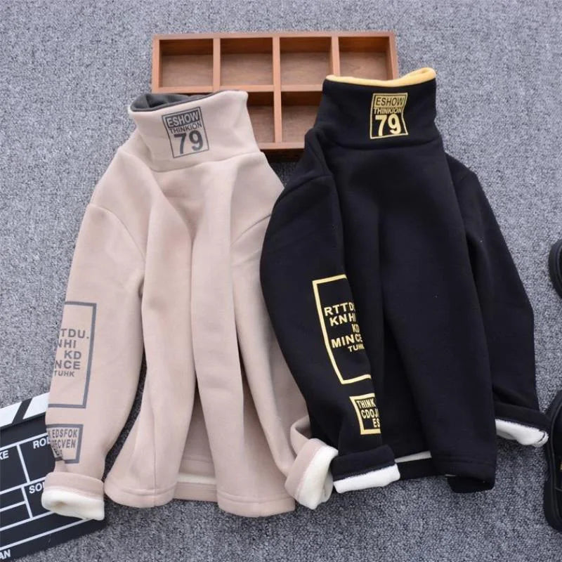 Toddler Boys Girls Sweatshirts Warm Autumn Winter Coat Sweater Baby Long Sleeve Turtleneck Outfits Tracksuit Children Clothes