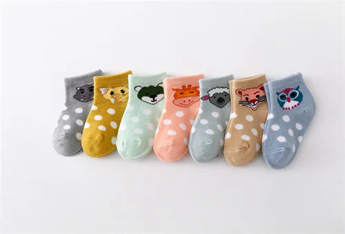 Maxy 7Pairs/lot Newborn Baby Boys Girls Socks Summer Mesh Thin Cotton Cartoon Infant Socks For Boy Girl Casual 0-24Month