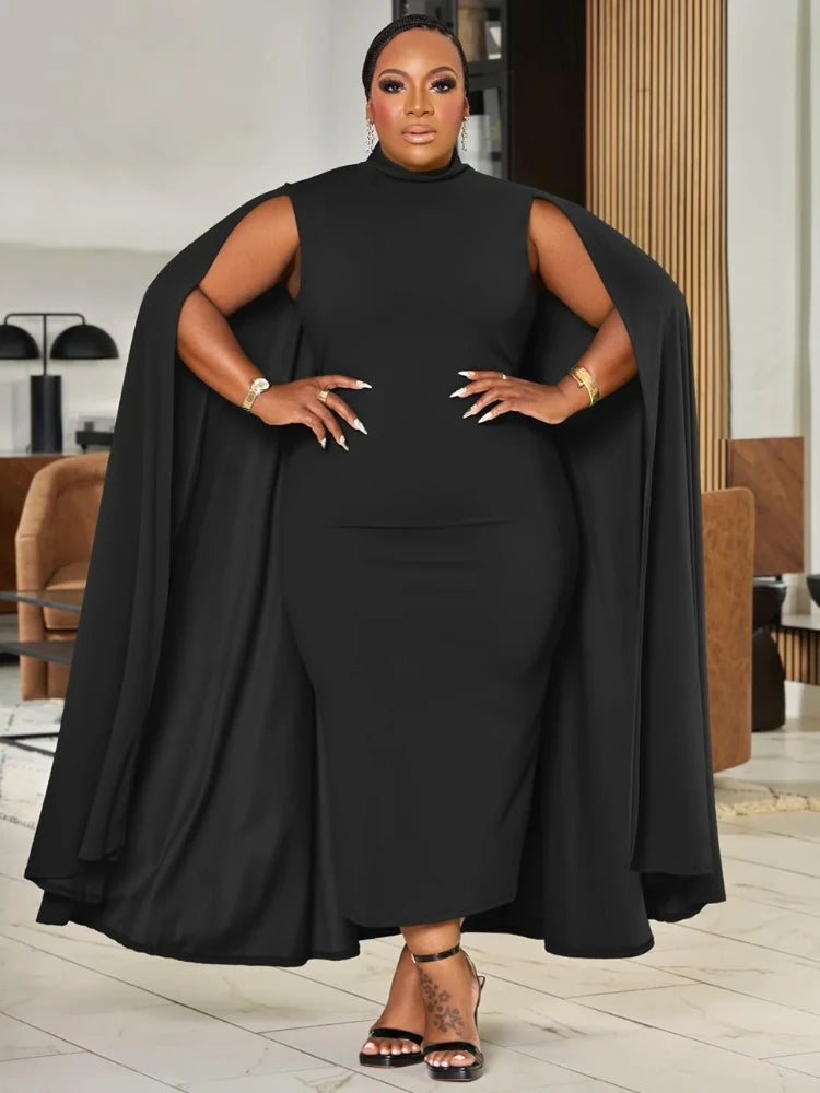 Amay Autumn Women's Party Street Dress Christmas Red Women's Sexy Tight Cloak Shawl Women's Robe African Plus Size 5XL Dresses