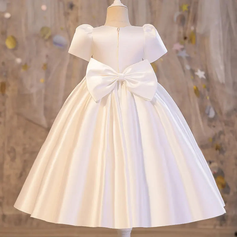 Maxy Girls Party Dresses Summer Luxury Elegant Bow Princess Dress Kids Baptism Lace Wedding Vest Birthday Evening Clothes 1-16 Year