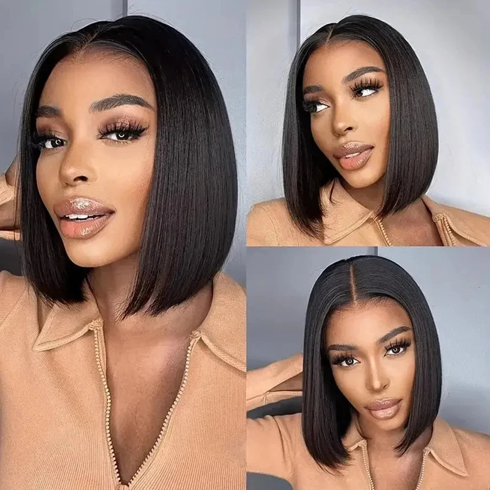 Maxy 6x4 Lace Closure Human Hair Wig for Women 8-16 Inch Wear Wigs Straight Human Hair Wigs Glueless Straight Short Bob Wigs