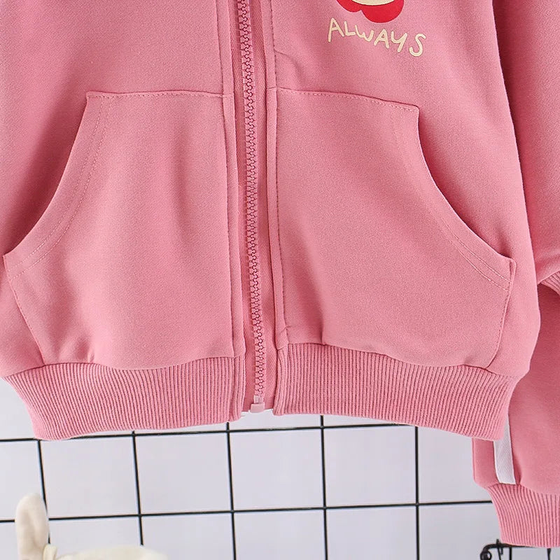 Babs Spring Autumn Baby Girl Cotton Sports Suit Toddler Kids Clothes Children Infant Flowers Hoodies Jacket Trousers Casual 2PCS Set