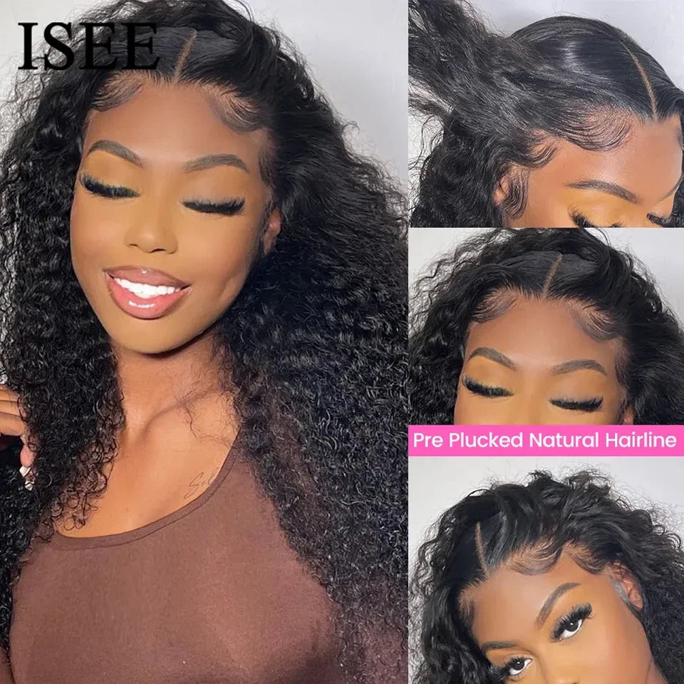 Maxy Kinky Curly Lace Front Wig Wear And Go Pre Bleached Knots 6x9 Curly Glueless Wig Human Hair Pre Cut PrePlucked ISEE Hair Wig