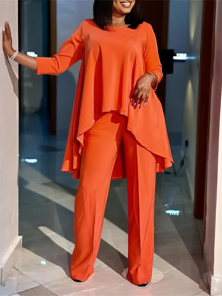 Wmstar Two Piece Set Women Loose Fashion Solid Long Sleeve Top and Wide Leg Pants Tracksuits Wholesale Drop Shipping S-3XL