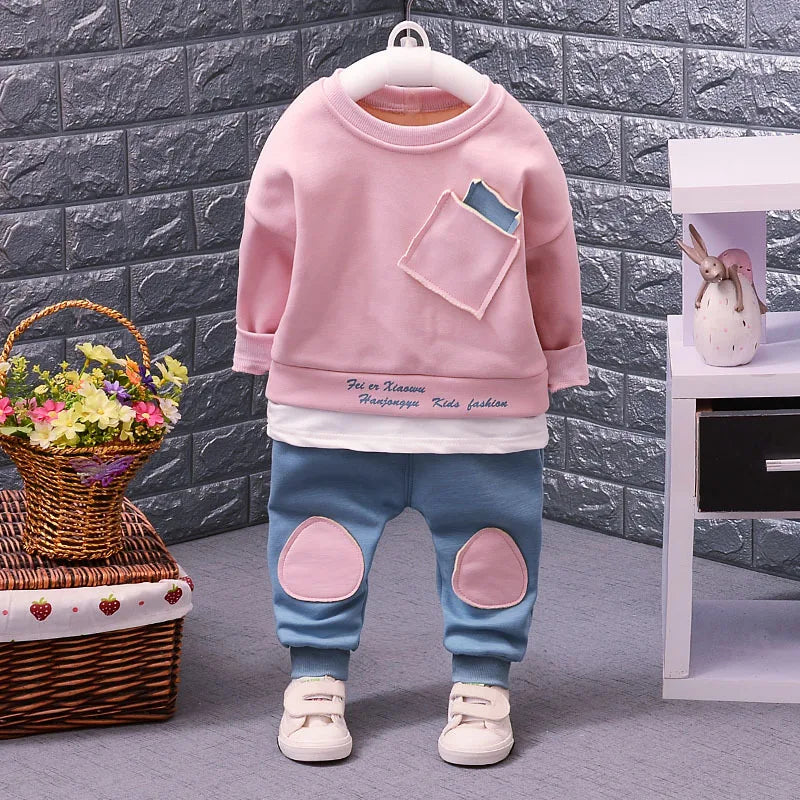 Winter 2PC Toddler Baby Clothes Outfit Thickening Infant Boy Kids Shirt Tops+Pants Casual Clothing for 12 Months-4Years