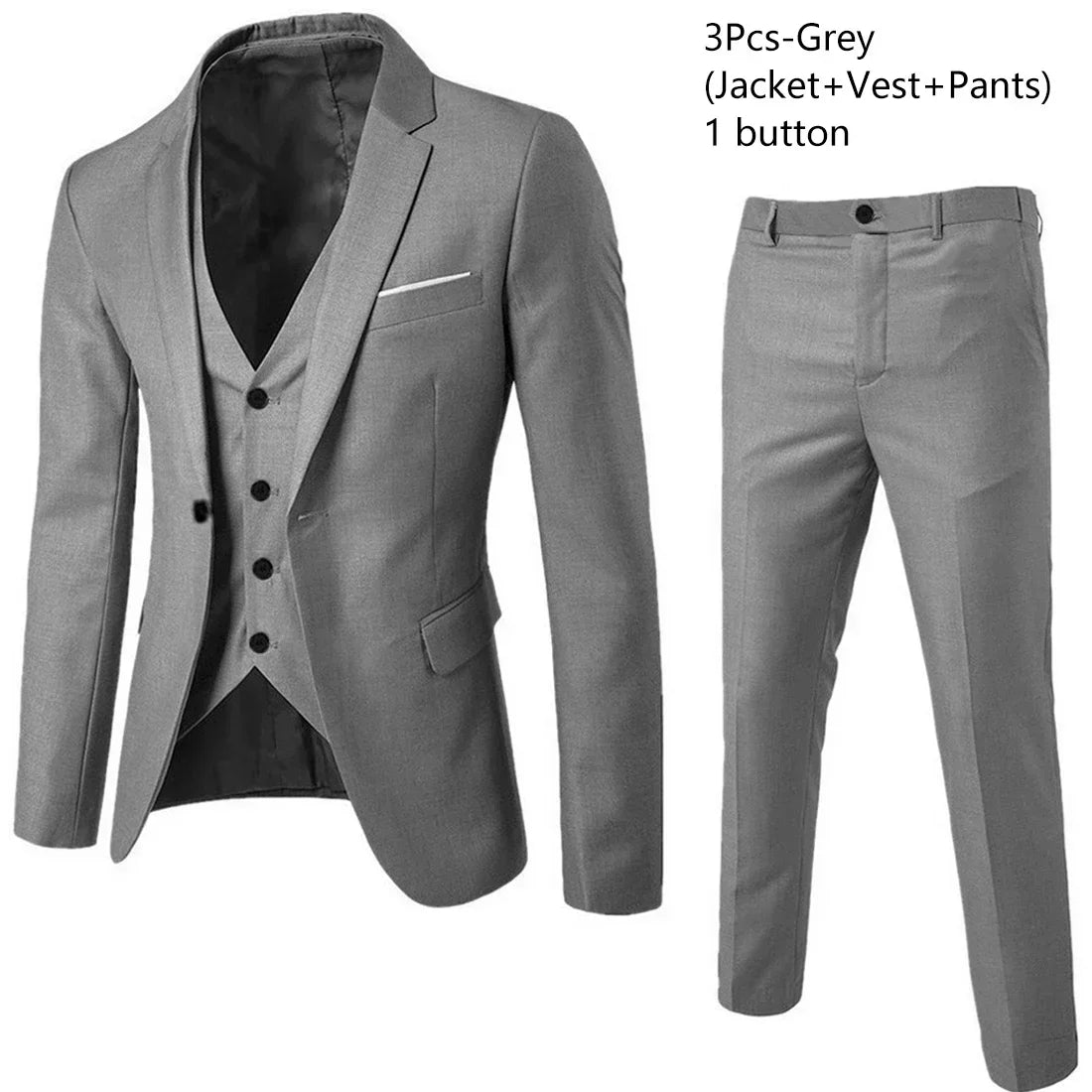 Visco Men Suits For Business Wedding Blazers 2 Pieces 3 Sets Elegant Full Vest Pants Coats Formal Jackets Luxury