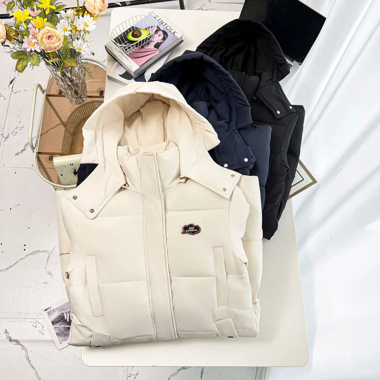 Maxy Plus Size Women Parka Winter New Loose Fashion Casual Couple Hooded Thickened x-long Warm cotton-padded Jacket 368
