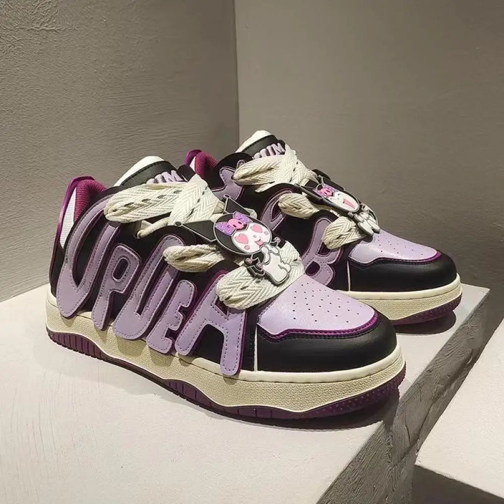 Maxy Cartoon Shoes Kawaii Fashion Comfortable Sanrio's Kittys Trend Couple Versatile Sports Leisure Breathable Skateboard Bread Shoes
