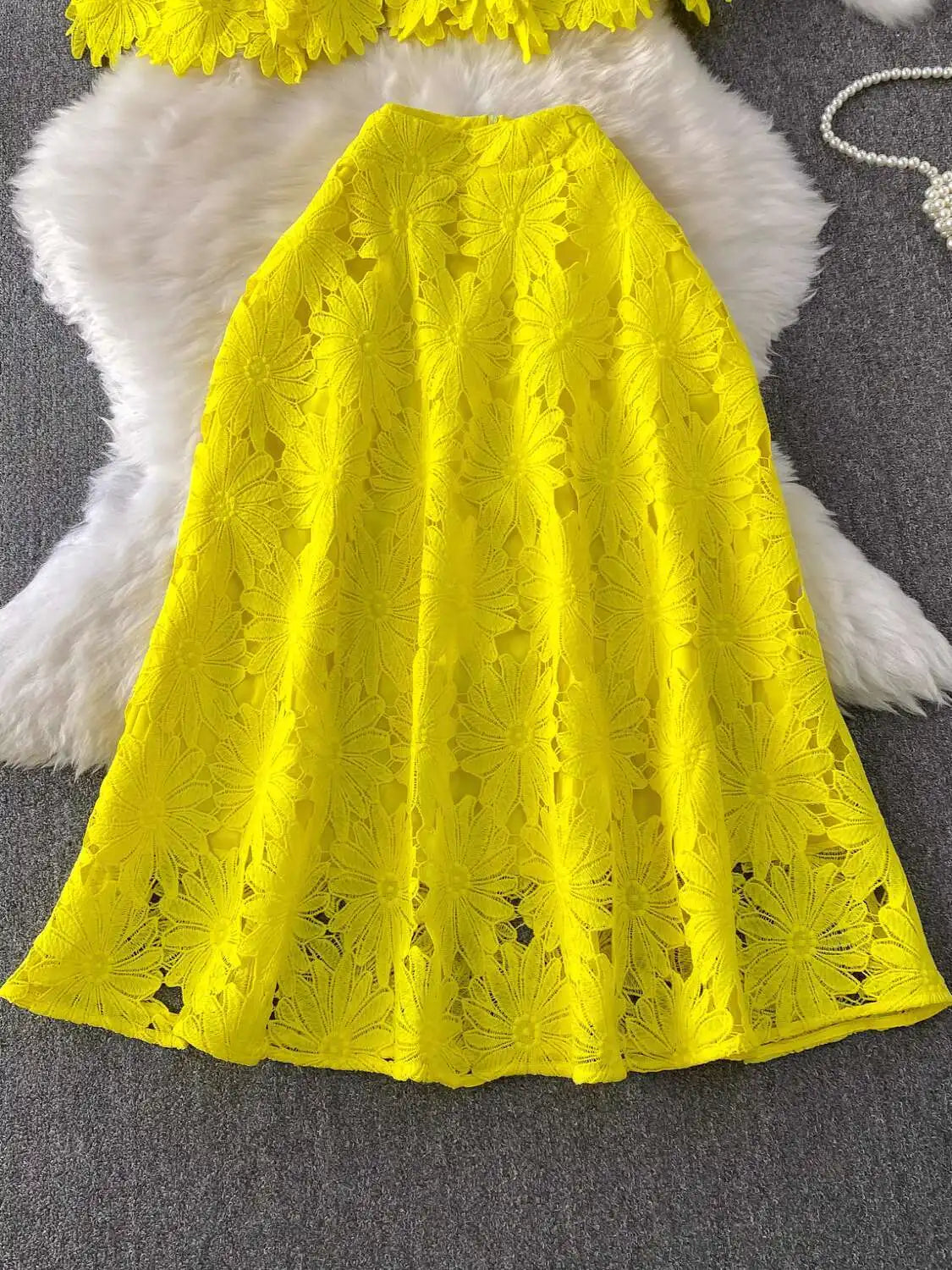 Maxy Elegant 2 Piece Set Women Summer Autumn Hollow Out Crochet Embroidery Prom Evening Party Long Dress Suits Crop Top Skirts Suits