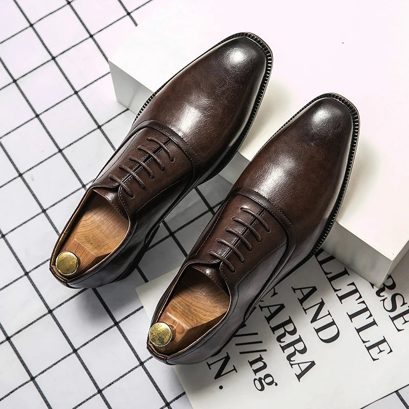 Visco Elegant Leather Men Shoes Italian Formal Dress Male Footwear Luxury Brand Fashion  Office Working Oxford Shoes for Man