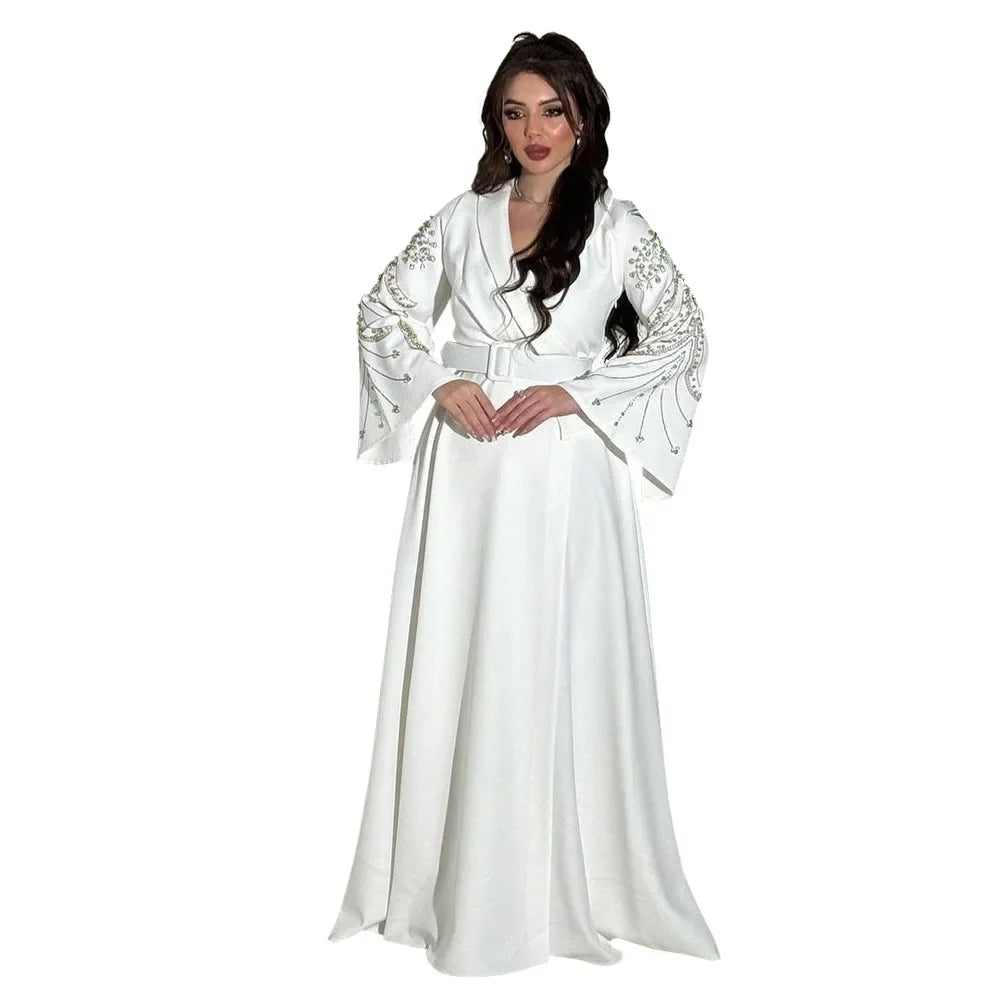 Maxy Luxury Diamonds Muslim Elegant Women Dresses Caftan Moroccan Dubai Kaftan Gown Evening Party dress