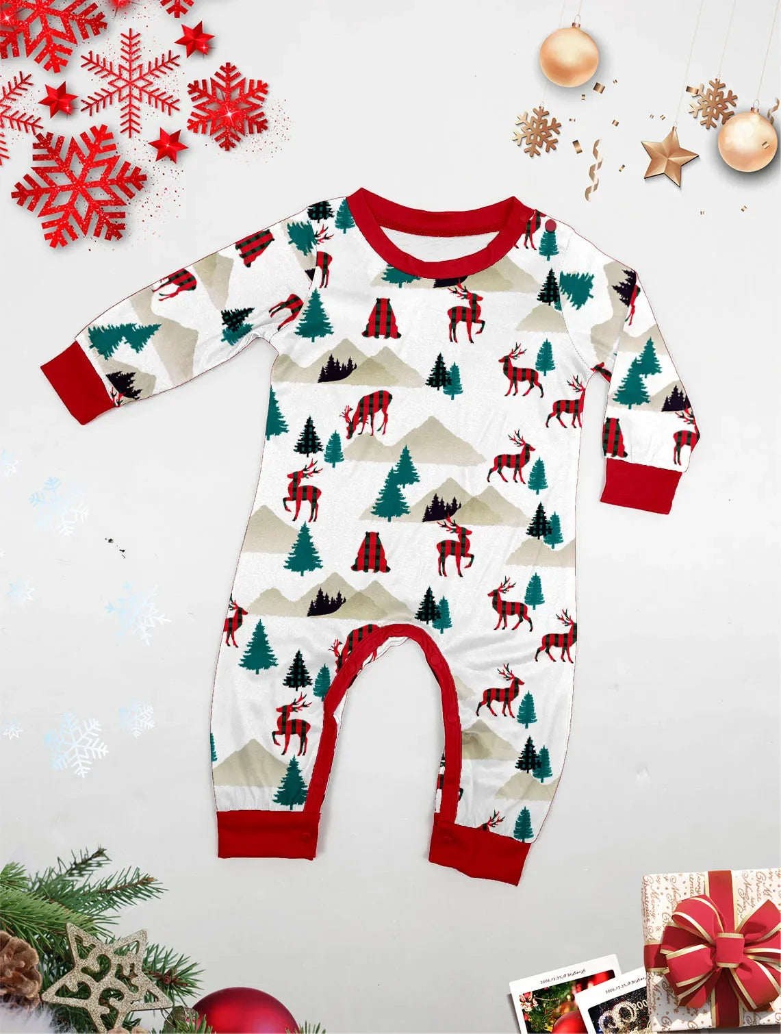 Maxy Cartoon All Over Print Christmas Pajamas Set Family Matching Outfits Cute Baby Dog Romper Pjs Soft Loose Sleepwear Xmas Pjs