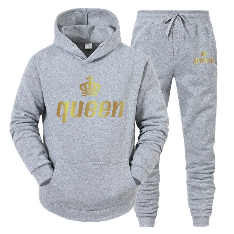 Maxy King And Queen Couple Outfit Hoodie and Jogger Pants High Quality Men Women Daily Casual Sport Jogging Suit King Queen Tracksuit