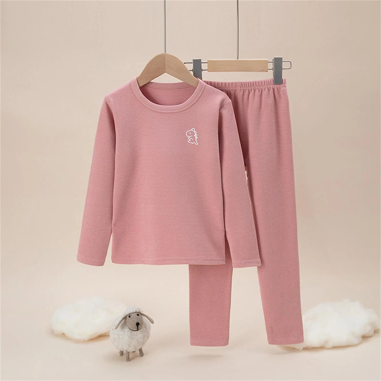 Amay Winter Warm Pajama's Sets for Boys Kids Thermal Pajamas Solid Color Toddler Sleepwear Autumn Clothes For Children Pajamas Suit