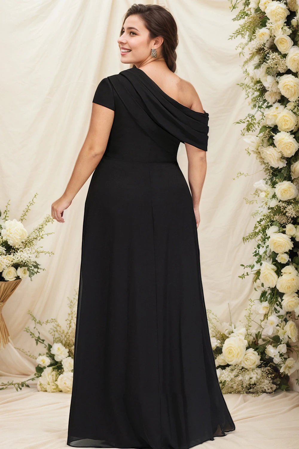Maxy Women's Off Shoulder Chiffon Plus Size Dress Elegant Evening Casual Crew Neck Party Wedding Guest Summer Maxy Dresses