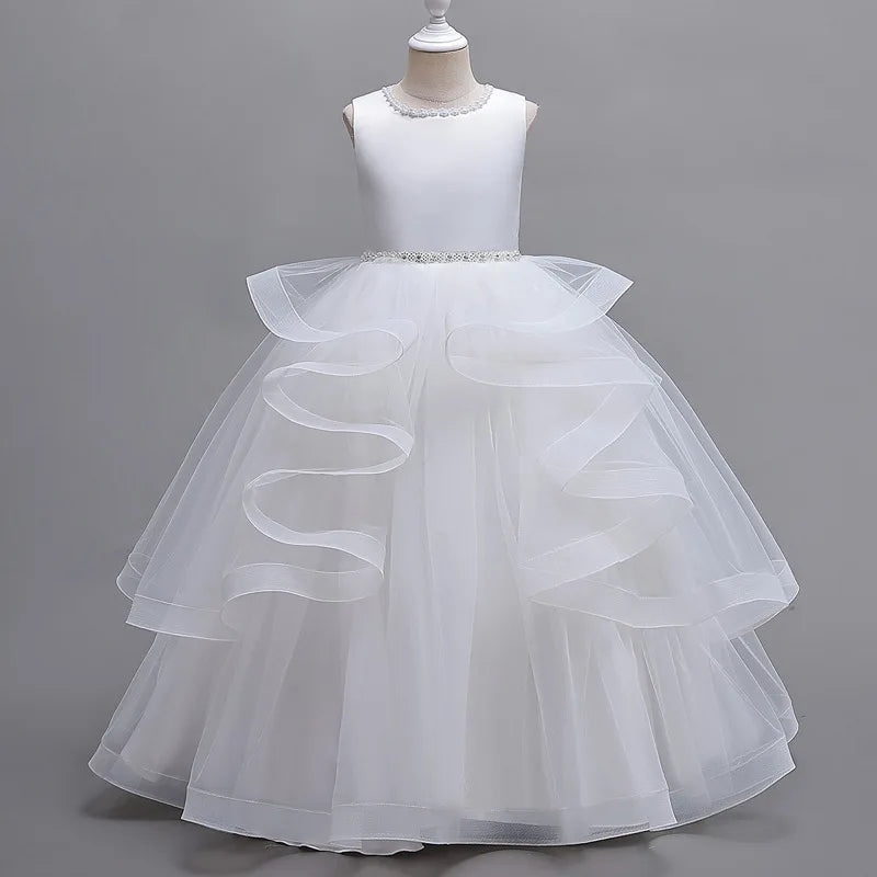 Girls 2026 Party Bridesmaid Gala Wedding Prom Dresses Communion Christening Women 5 7 9 11 14 Years Old White Pink Long Costumes