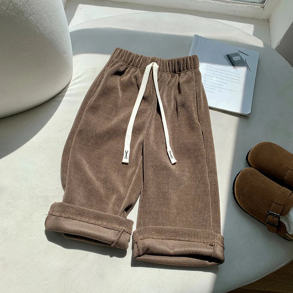 Maxy 2-8T Toddler Kid Baby Boy Girl Pant Autumn Winter Clothes Corduroy Infant Pants Warm Plush Warm Casual Children Trousers