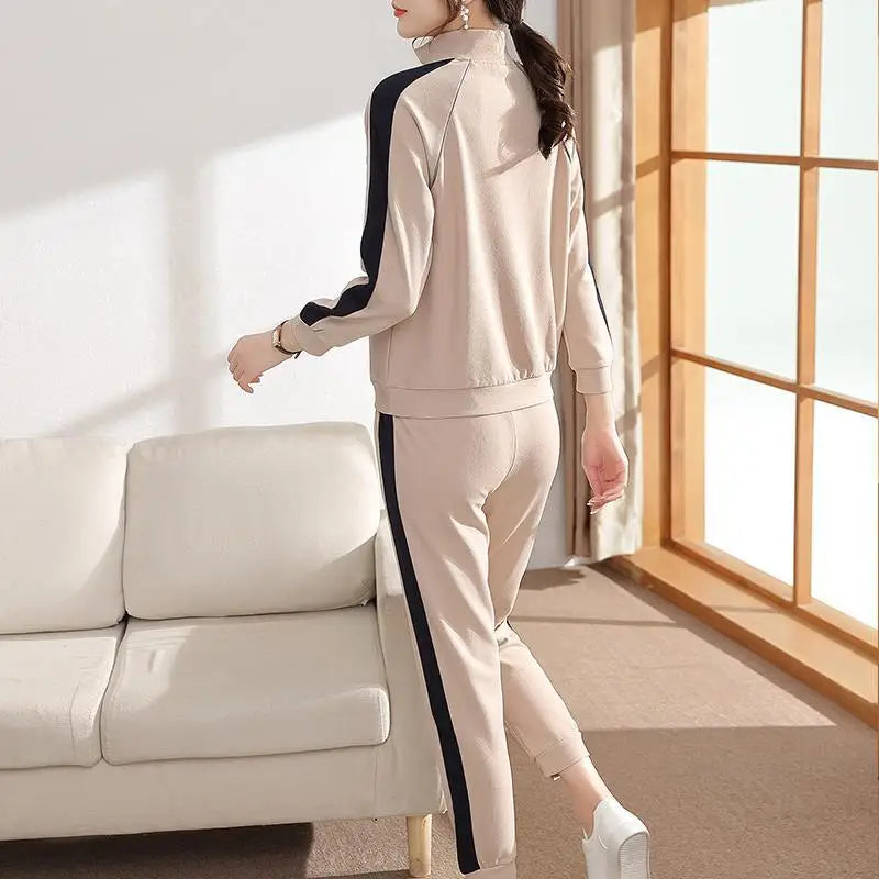 Maxy Women Cloting Sets Sweatshirt+Pants 2Pcs Sports Suit Spring Autumn Fashion Streetwear Zipper Outfit Female Casual Tracksuit