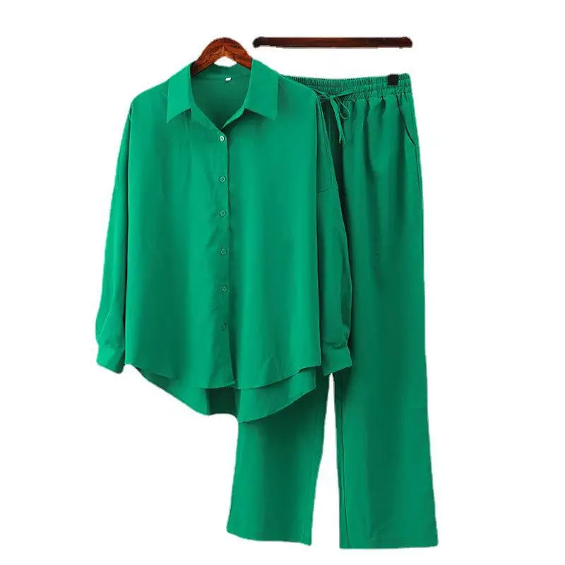 Maxy Wide Leg Pants Set Two Piece Set Women Vintage Maxi Shirt Suit Stylish Set Casual Loose Work Streetwear Y2k Holiday Outfits