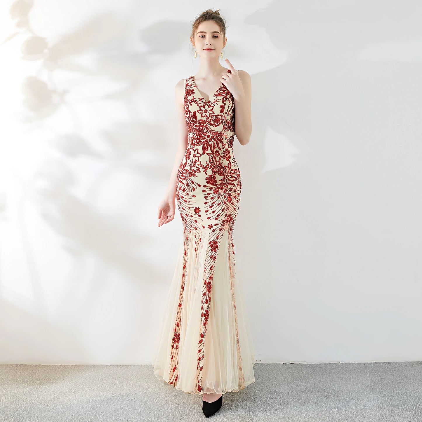 Maxy Customized Women's 1920s Inspired V Neck Sleeveless Gatsby Dresses Long Evening Cocktail Gowns