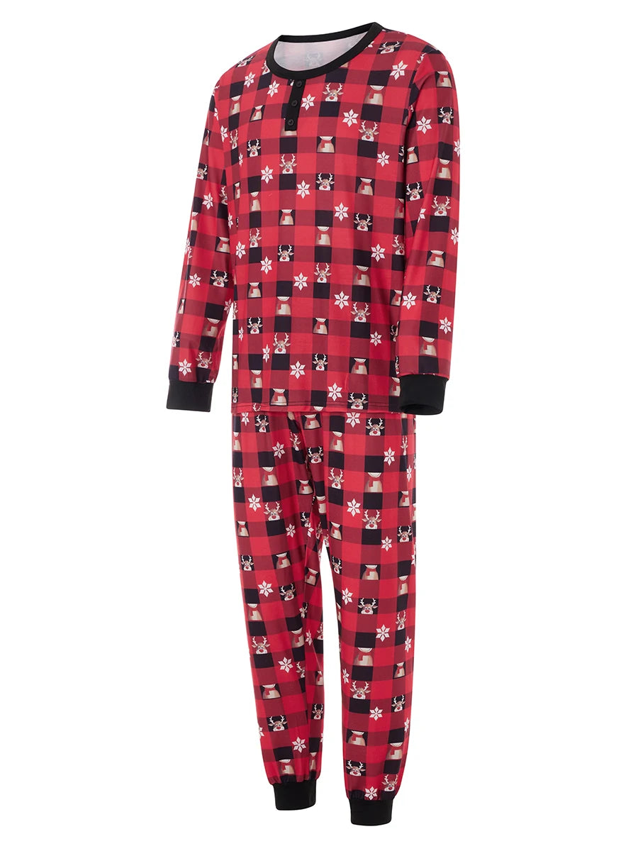 Family Matching Christmas Pajamas Baby Romper Dog Clothes Plaid Print Tops and Pants Sleepwear Set