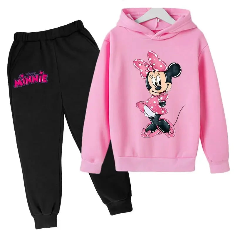 Minnie Mouse Clothes Set For Baby Girls With Autumn Winter Suit Mickey Mouse Toddler Kid Hoodies Set Infant Boy Clothing