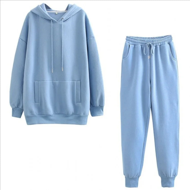 Maxy Oversized Tracksuit Women Suit Fleece Hoodies Casual Sports Set Sweatshirts Pullover Jogging Sweatpants Korean Fashion