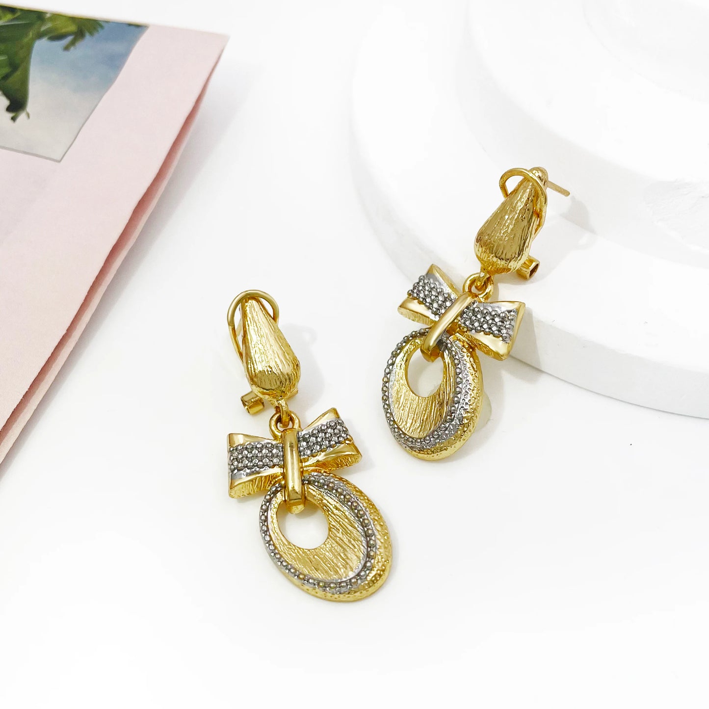 Maxy 18K Gold Plated Jewelry Set For Women Two Tone Design Open Bangle Earrings Necklace Ring 4Pcs Set Jewelry Wedding Party