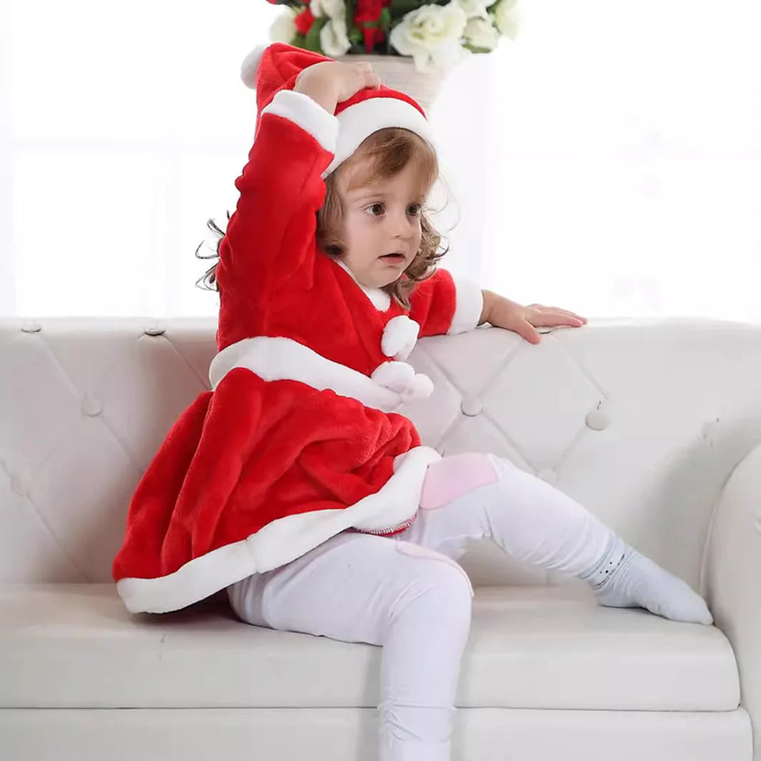 Maxy Baby Girls Christmas Dress Baby Santa Claus Costume Red Santa Tulle Dress With Hat