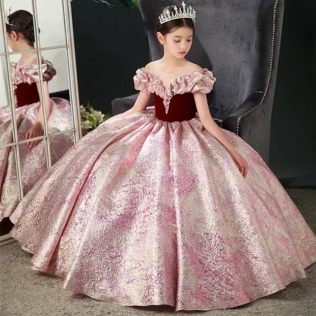 Maxy Kids Pageant Dresses for Girls 2 6 To 8 10 14 Years Children Long Dress Party Evening Elegant Luxury Gown Formal Occasion Frock